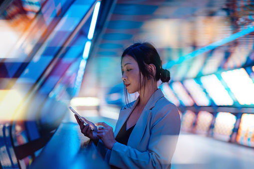 Woman checking software at work.