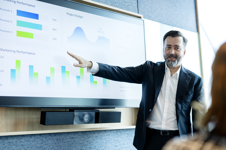 Financial manager in a meeting over finances