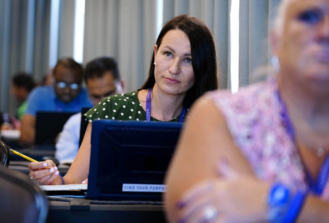 Woman studying in class 